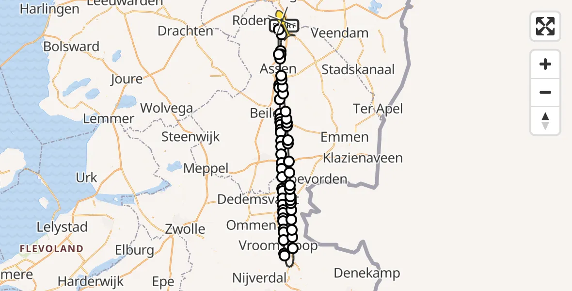 Routekaart van de vlucht: Lifeliner 4 naar Groningen Airport Eelde, Moespot