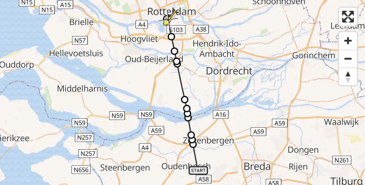 Routekaart van de vlucht: Lifeliner 2 naar Erasmus MC, Brede Balrouw