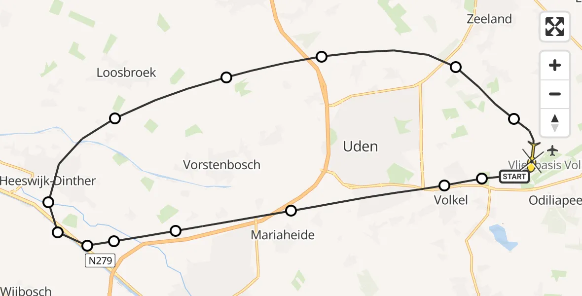 Routekaart van de vlucht: Lifeliner 3 naar Vliegbasis Volkel, Zonnepark Hoogveld Zuid