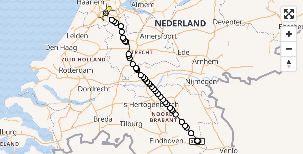 Routekaart van de vlucht: Politieheli naar Schiphol, Vreewijksche Loop