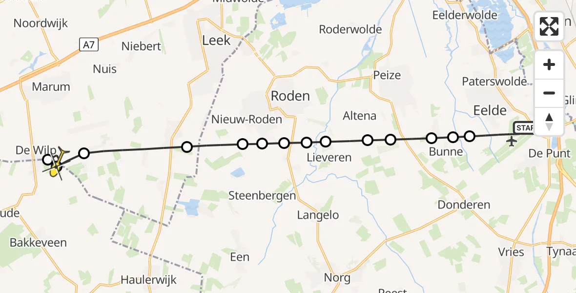 Routekaart van de vlucht: Lifeliner 4 naar De Wilp, Hoofdweg