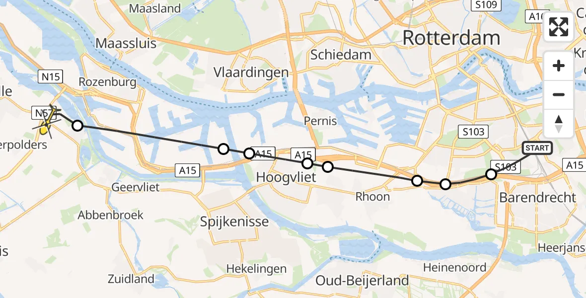 Routekaart van de vlucht: Lifeliner 2 naar Zwartewaal, Fontenellestraat