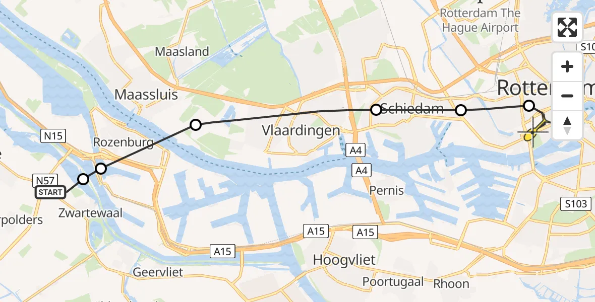 Routekaart van de vlucht: Lifeliner 2 naar Erasmus MC, Niksplein