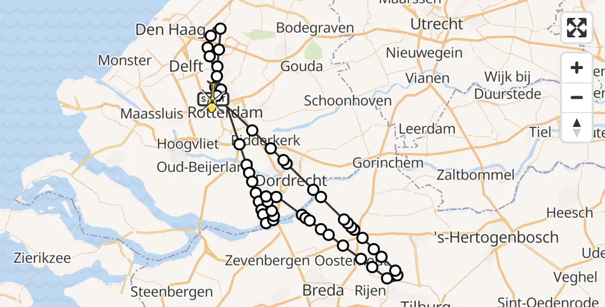 Routekaart van de vlucht: Lifeliner 2 naar Rotterdam The Hague Airport, Bovendijk