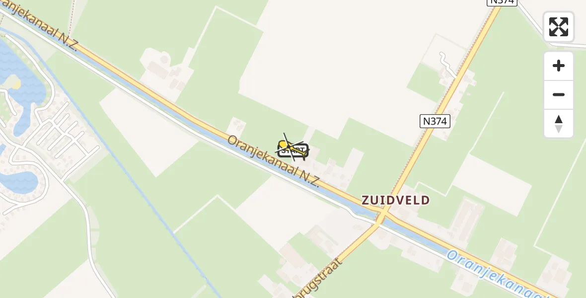 Routekaart van de vlucht: Lifeliner 4 naar Zuidveld, Oranjekanaal N.Z.