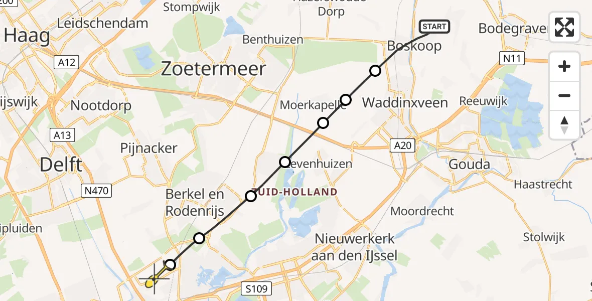 Routekaart van de vlucht: Lifeliner 2 naar Rotterdam The Hague Airport, Biezen