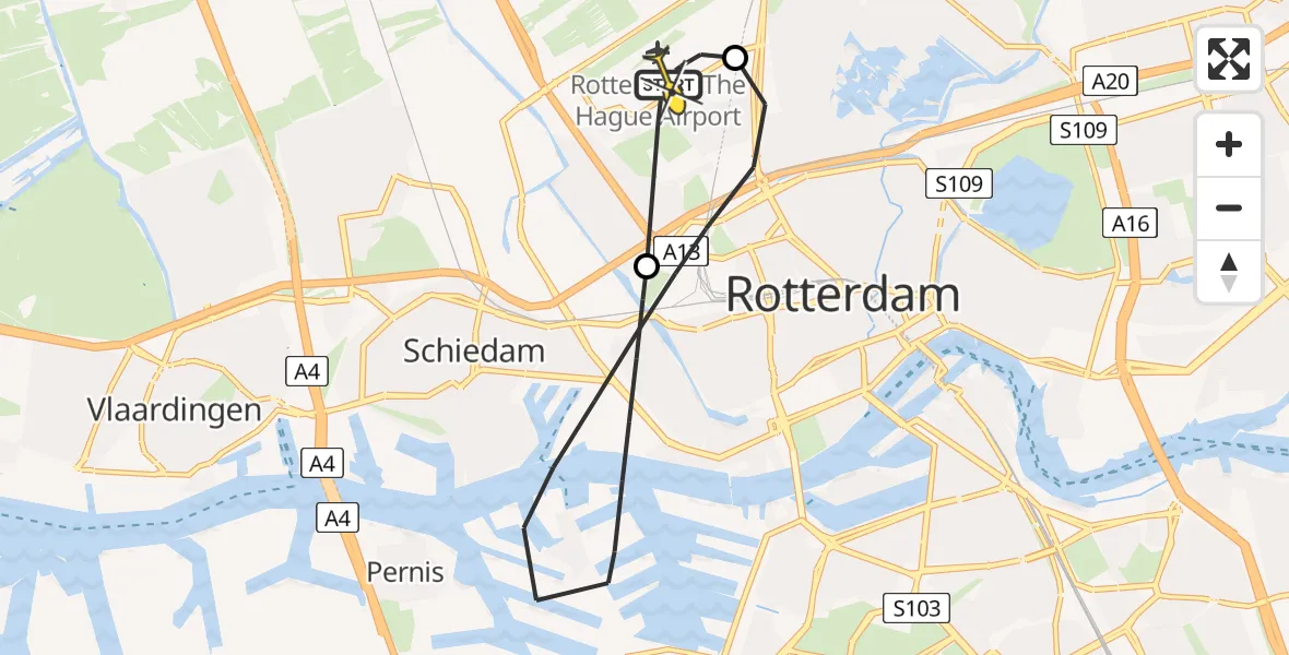 Routekaart van de vlucht: Lifeliner 2 naar Rotterdam The Hague Airport, Abraham van Stolkweg