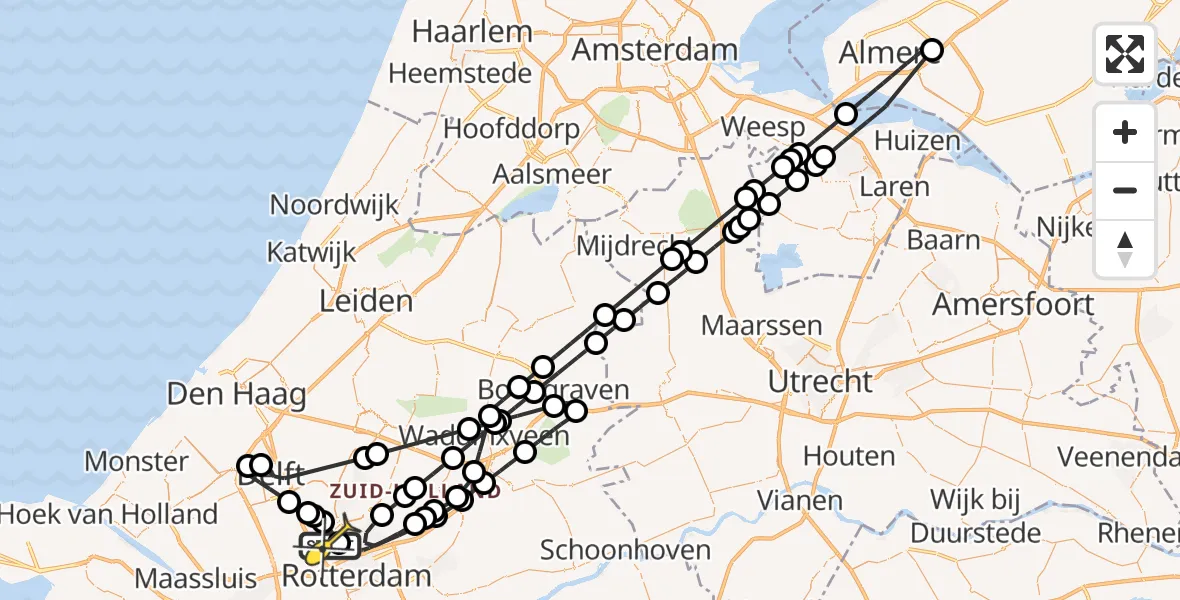 Routekaart van de vlucht: Lifeliner 2 naar Rotterdam The Hague Airport, Bovendijk