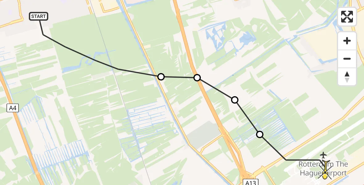 Routekaart van de vlucht: Lifeliner 2 naar Rotterdam The Hague Airport, Vockestaertpad