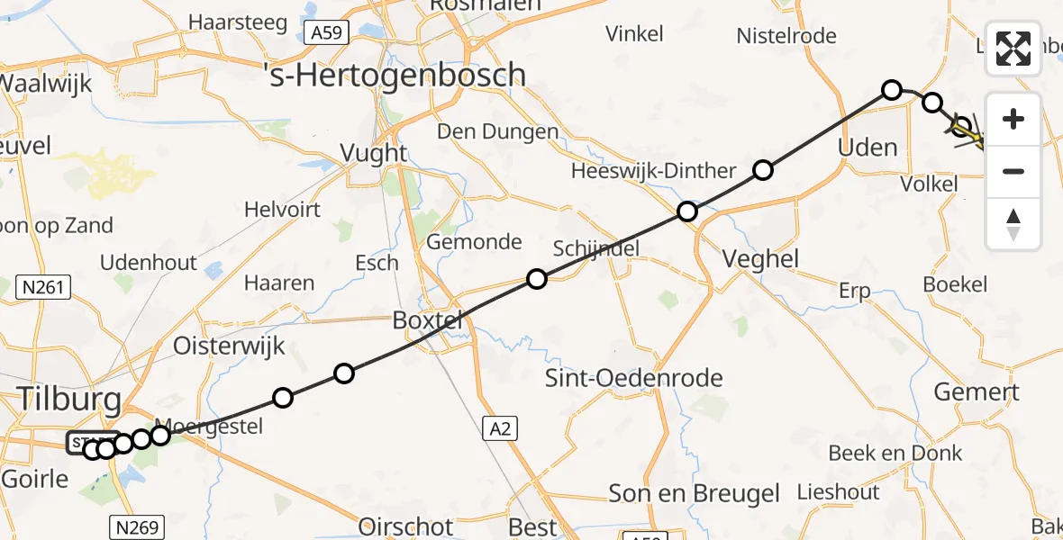 Routekaart van de vlucht: Lifeliner 3 naar Vliegbasis Volkel, Ambrosiusweg