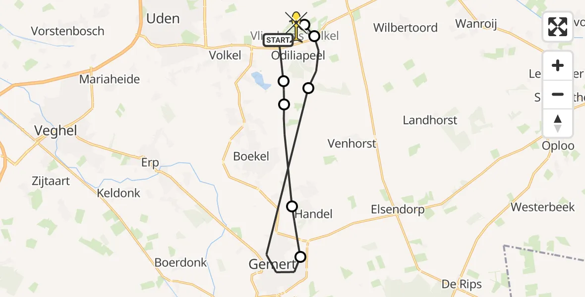 Routekaart van de vlucht: Lifeliner 3 naar Vliegbasis Volkel, Vlinderplas