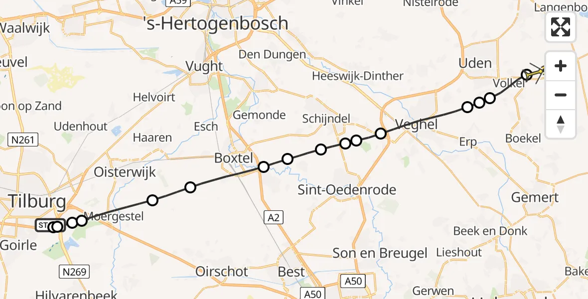 Routekaart van de vlucht: Lifeliner 3 naar Vliegbasis Volkel, Ambrosiusweg