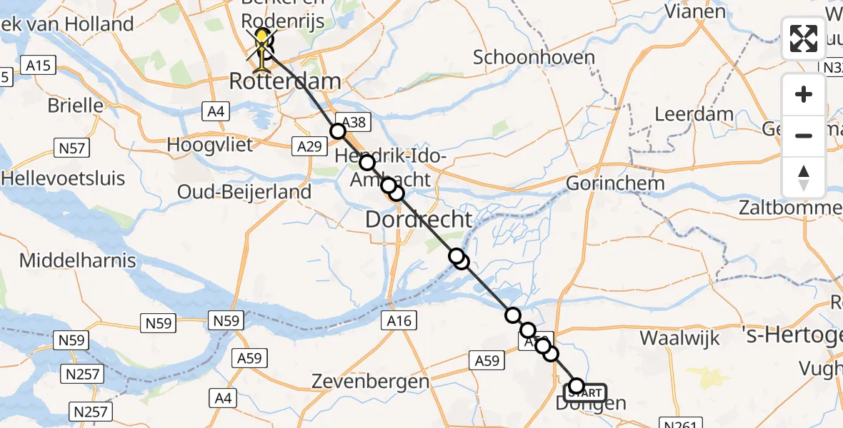 Routekaart van de vlucht: Lifeliner 2 naar Rotterdam The Hague Airport, Berkenstraat