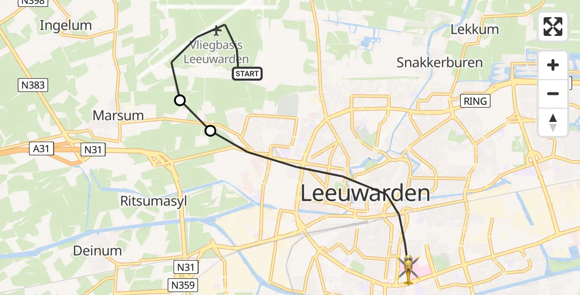 Vluchtroute Traumahelikopter Vliegbasis Leeuwarden - Leeuwarden, 09 september 2024, 05:26