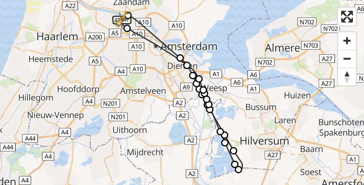 Vluchtroute Traumahelikopter Amsterdam Heliport - Amsterdam Heliport, 09 september 2024, 07:11