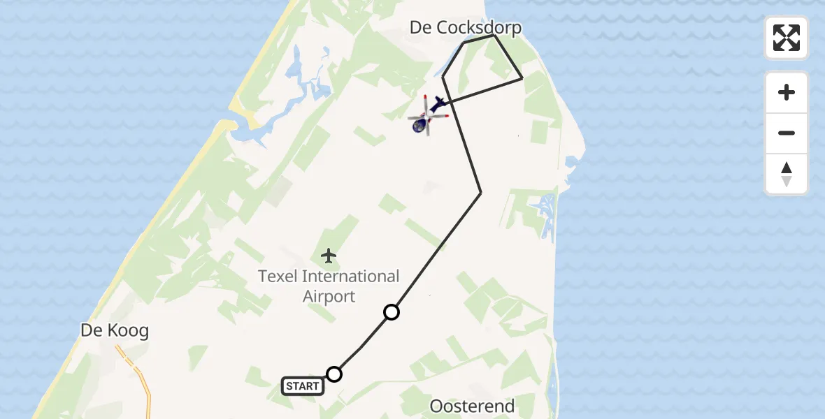 Vluchtroute Politiehelikopter De Waal - De Cocksdorp, 09 september 2024, 09:27