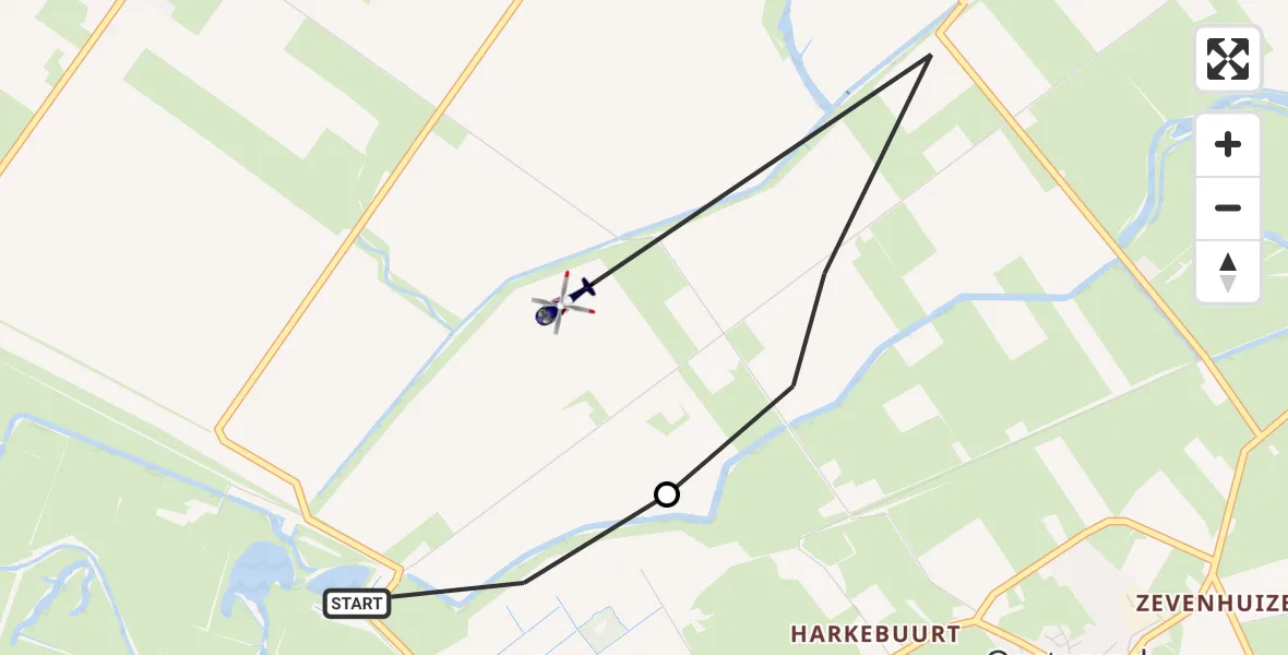 Vluchtroute Politiehelikopter De Waal - Oosterend, 09 september 2024, 09:50
