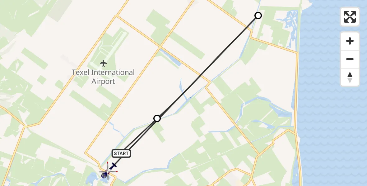 Vluchtroute Politiehelikopter Oosterend - De Waal, 09 september 2024, 10:09