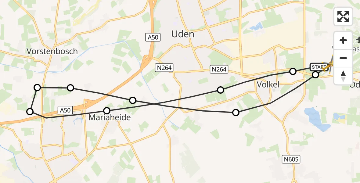Vluchtroute Traumahelikopter Vliegbasis Volkel - Vliegbasis Volkel, 09 september 2024, 10:48