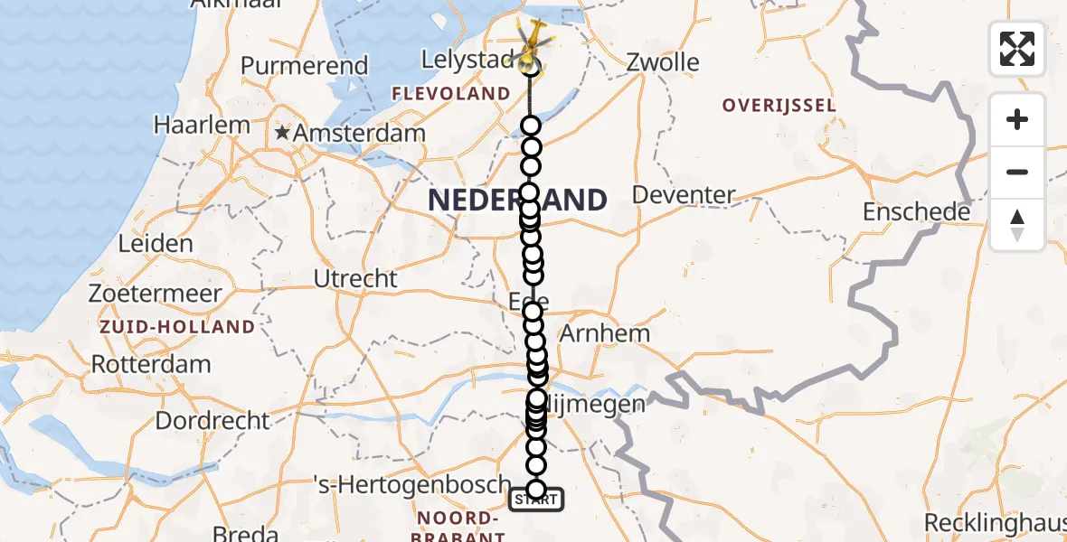 Vluchtroute Traumahelikopter Vliegbasis Volkel - Dronten, 09 september 2024, 14:28