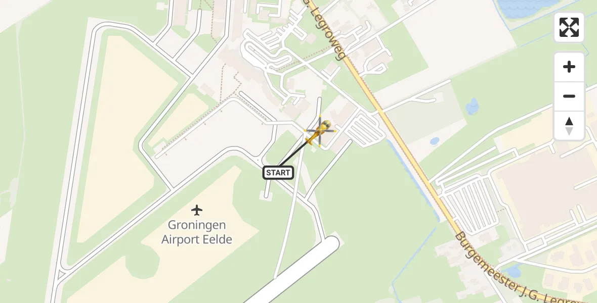 Vluchtroute Traumahelikopter Groningen Airport Eelde - Groningen Airport Eelde, 09 september 2024, 21:47