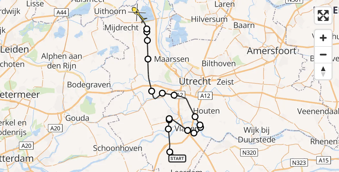 Routekaart van de vlucht: Politieheli naar Waverveen, Bastaardkade