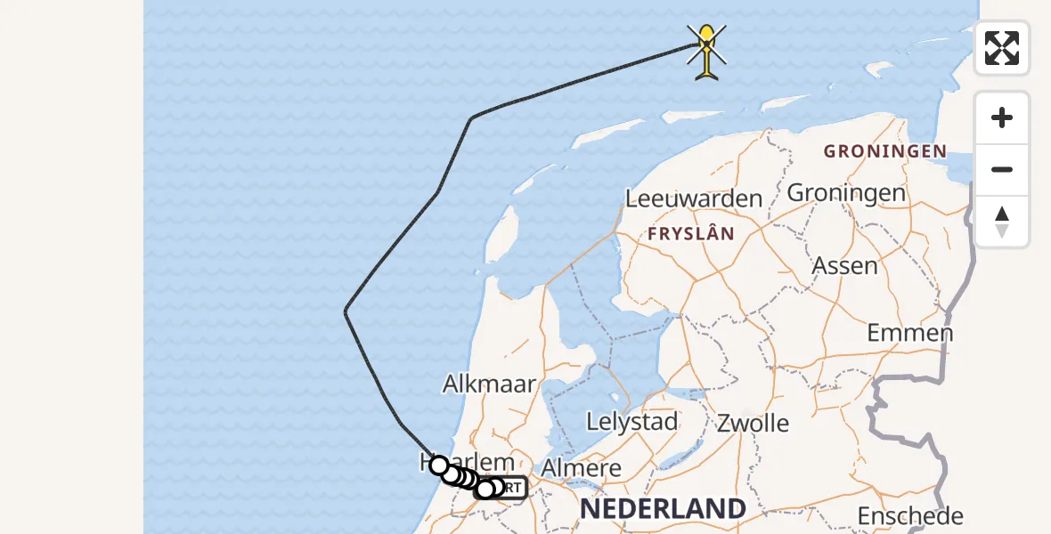 Routekaart van de vlucht: Politieheli naar Ceintuurbaan