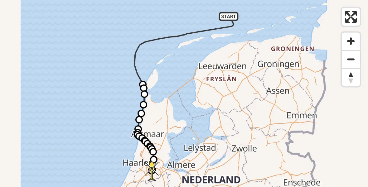 Routekaart van de vlucht: Politieheli naar Schiphol, Thermiekstraat