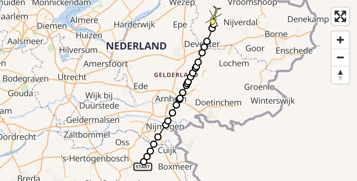 Routekaart van de vlucht: Lifeliner 3 naar Raalte, Zeelandsedijk