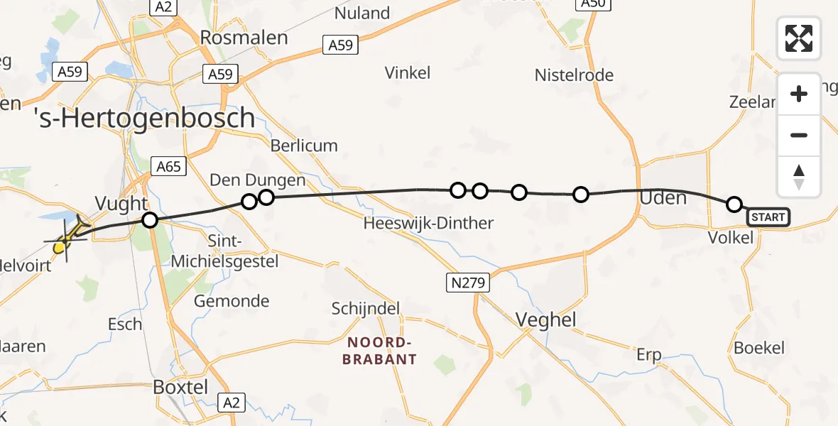 Routekaart van de vlucht: Lifeliner 3 naar Vught, Goorkensweg