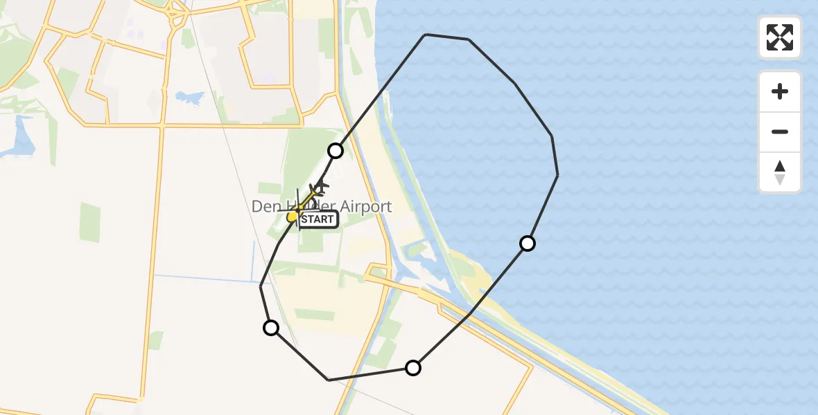 Routekaart van de vlucht: Kustwachthelikopter naar Vliegveld De Kooy, Luchthavenweg