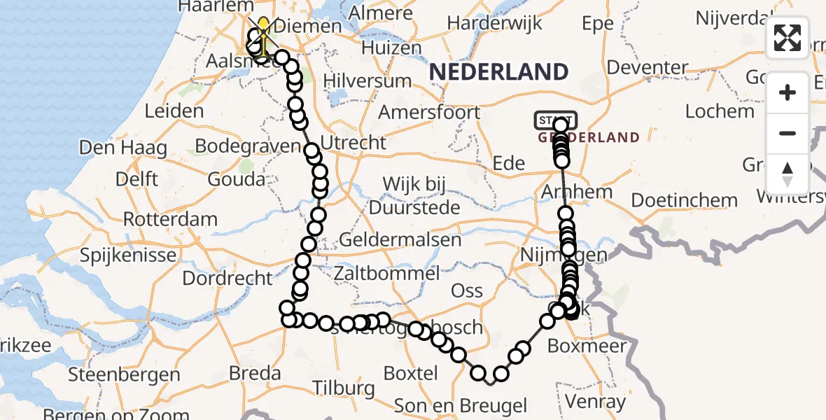 Routekaart van de vlucht: Politieheli naar Schiphol, Stevenpolsepad