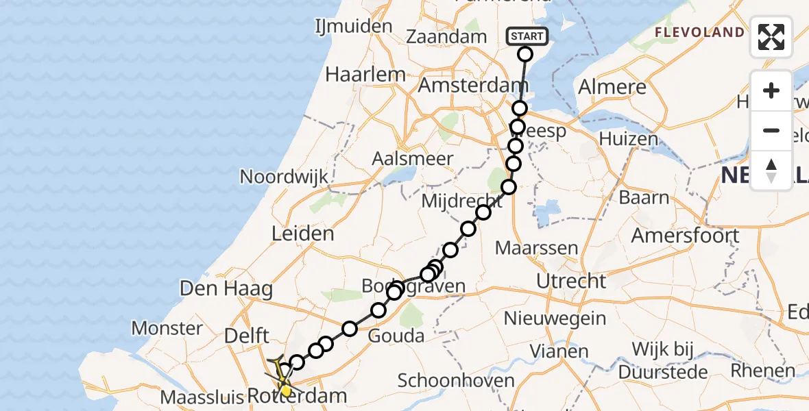 Routekaart van de vlucht: Lifeliner 2 naar Rotterdam The Hague Airport, Belmermeer