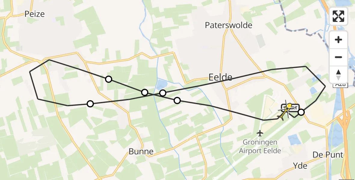 Routekaart van de vlucht: Lifeliner 4 naar Groningen Airport Eelde, Molenweg