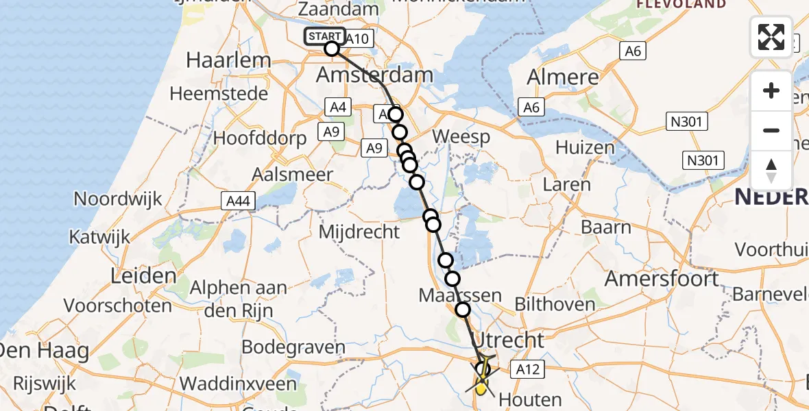 Routekaart van de vlucht: Lifeliner 1 naar Nieuwegein, Maltaweg