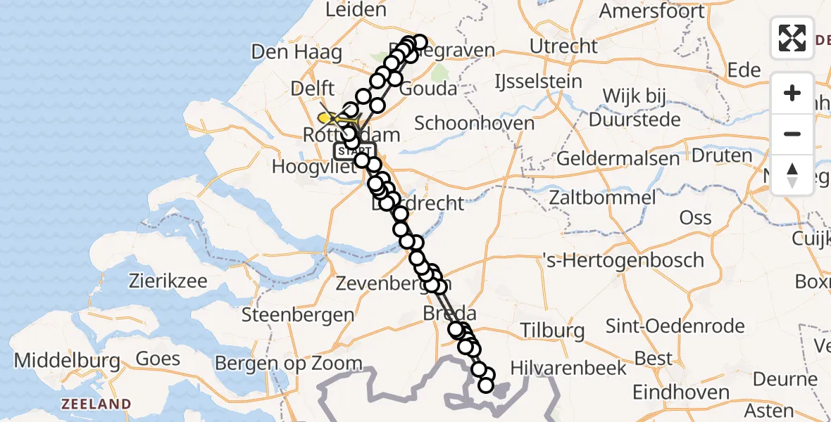 Routekaart van de vlucht: Lifeliner 2 naar Rotterdam The Hague Airport, Willemskade