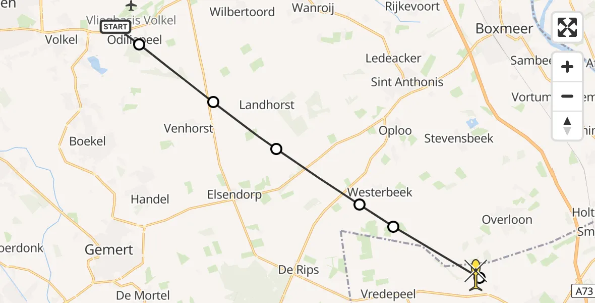 Routekaart van de vlucht: Lifeliner 3 naar Merselo, Spechtenlaan