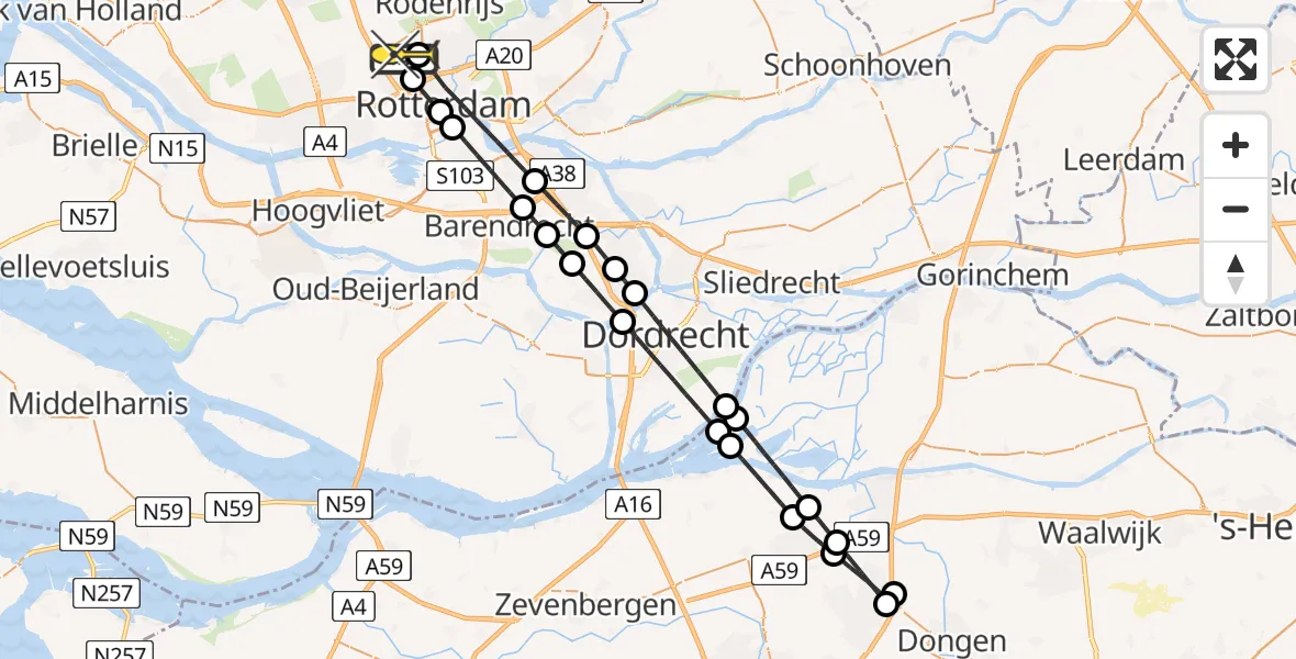 Routekaart van de vlucht: Lifeliner 2 naar Rotterdam The Hague Airport, Terletpad