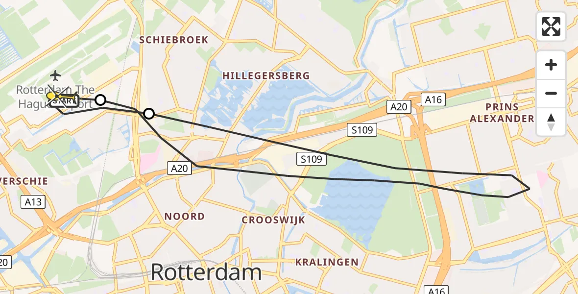 Routekaart van de vlucht: Lifeliner 2 naar Rotterdam The Hague Airport, Edsger Dijkstralaan