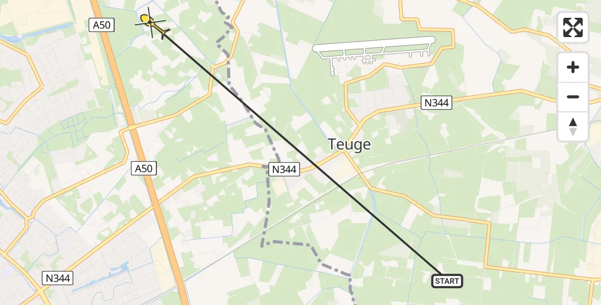 Routekaart van de vlucht: Politiehelikopter naar Beemte Broekland, Kraaienjagersweg