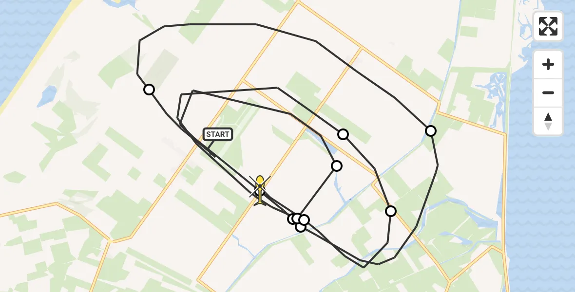 Routekaart van de vlucht: Politieheli naar Texel International Airport, Postweg