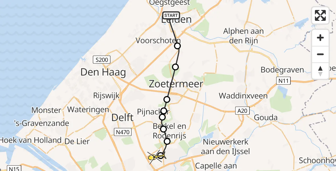 Routekaart van de vlucht: Lifeliner 2 naar Rotterdam The Hague Airport, Morsweg