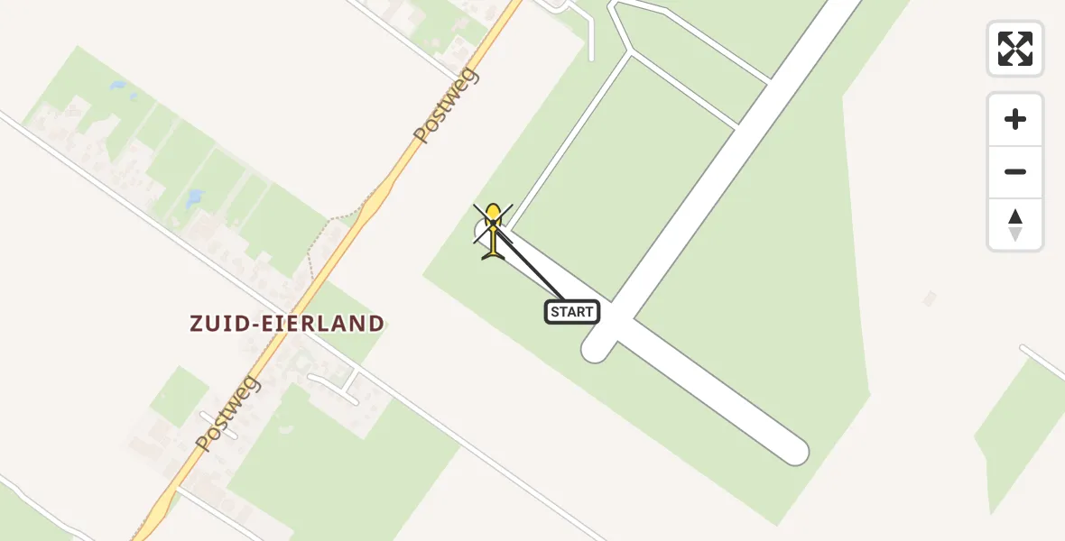 Routekaart van de vlucht: Politiehelikopter naar Texel International Airport, Postweg