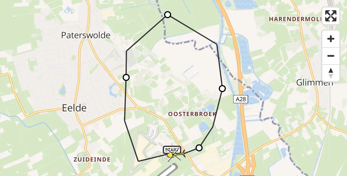 Routekaart van de vlucht: Lifeliner 4 naar Groningen Airport Eelde, Langesteeg