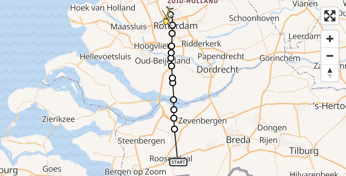 Routekaart van de vlucht: Lifeliner 2 naar Rotterdam The Hague Airport, Ettenseweg