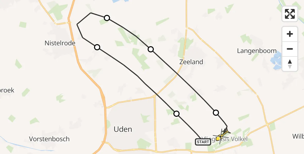 Routekaart van de vlucht: Lifeliner 3 naar Vliegbasis Volkel, Jagersveld