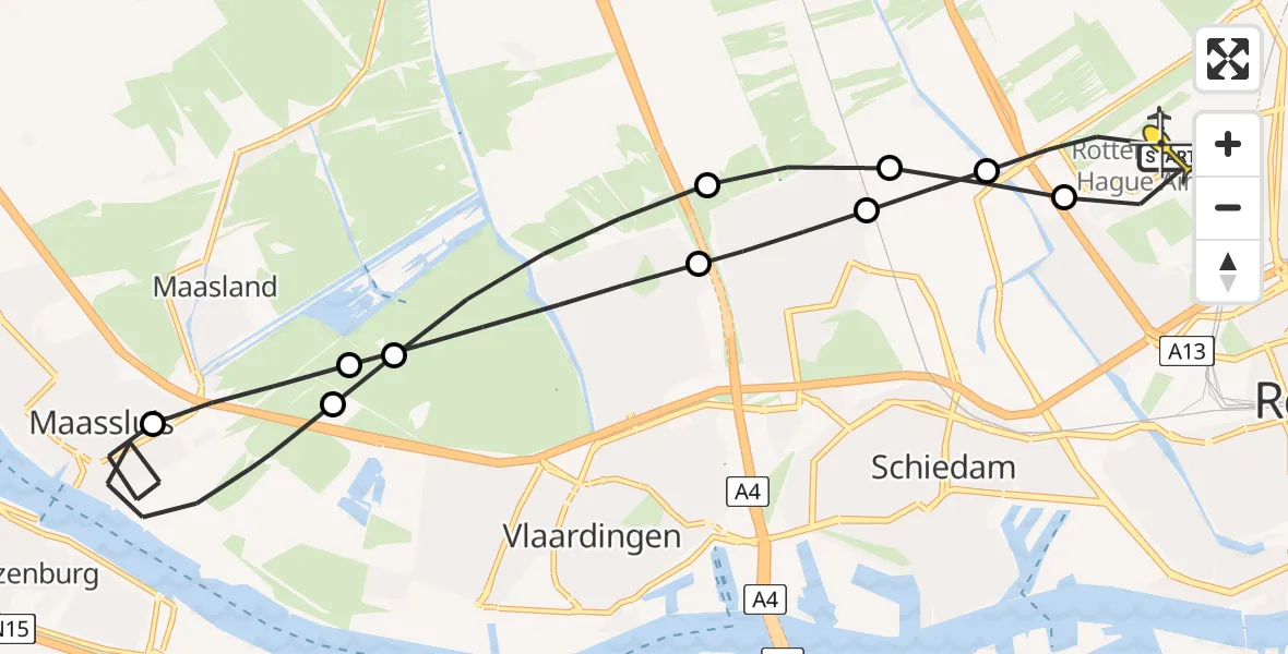 Routekaart van de vlucht: Lifeliner 2 naar Rotterdam The Hague Airport, Matlingeweg