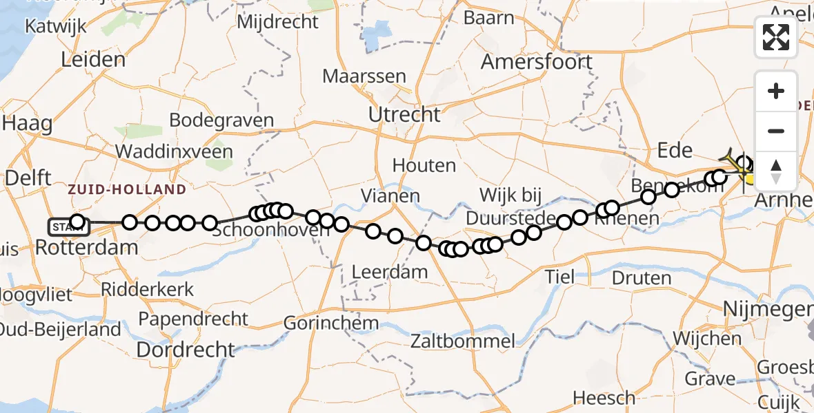 Routekaart van de vlucht: Lifeliner 2 naar Ede, Volkelstraat