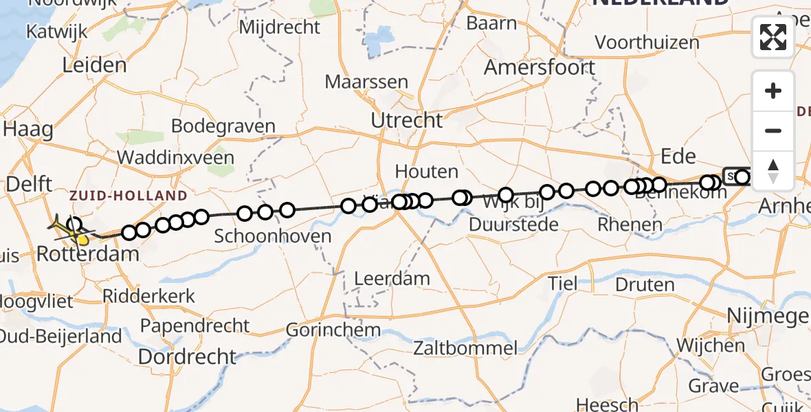 Routekaart van de vlucht: Lifeliner 2 naar Rotterdam The Hague Airport, Reijerskamp