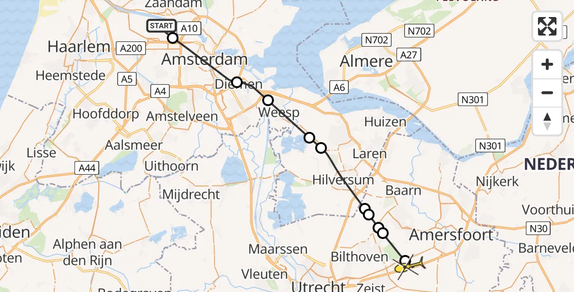 Routekaart van de vlucht: Lifeliner 1 naar Soesterberg, Maltaweg